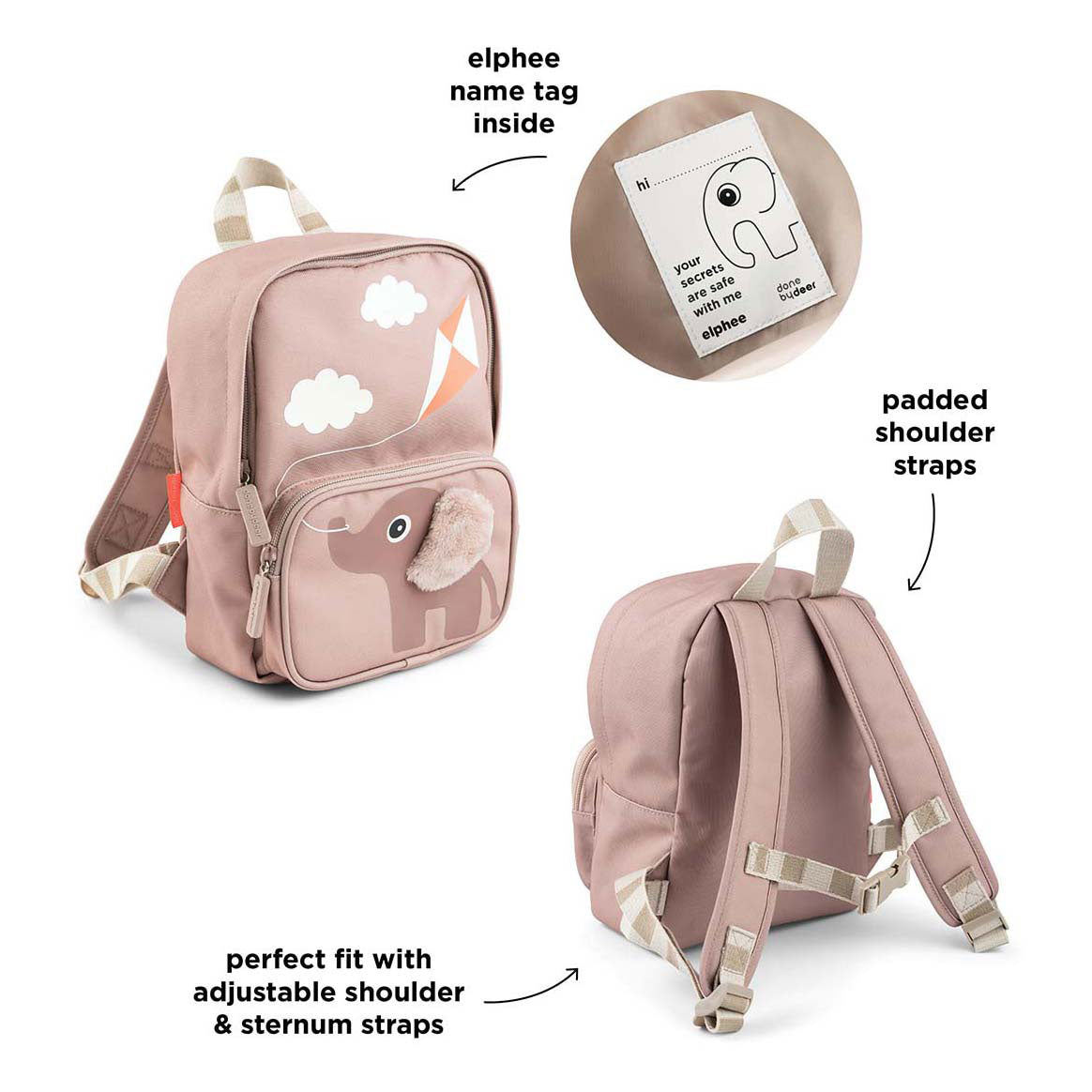 Done by deer children's backpack elphee pink 4 l