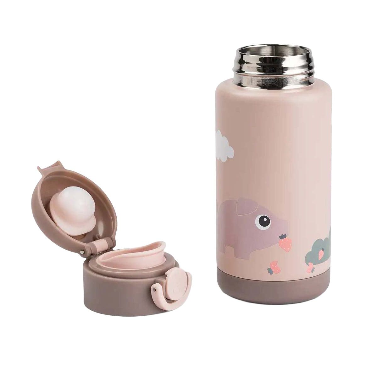 Done by deer insulated drinking bottle tiny farm - pink