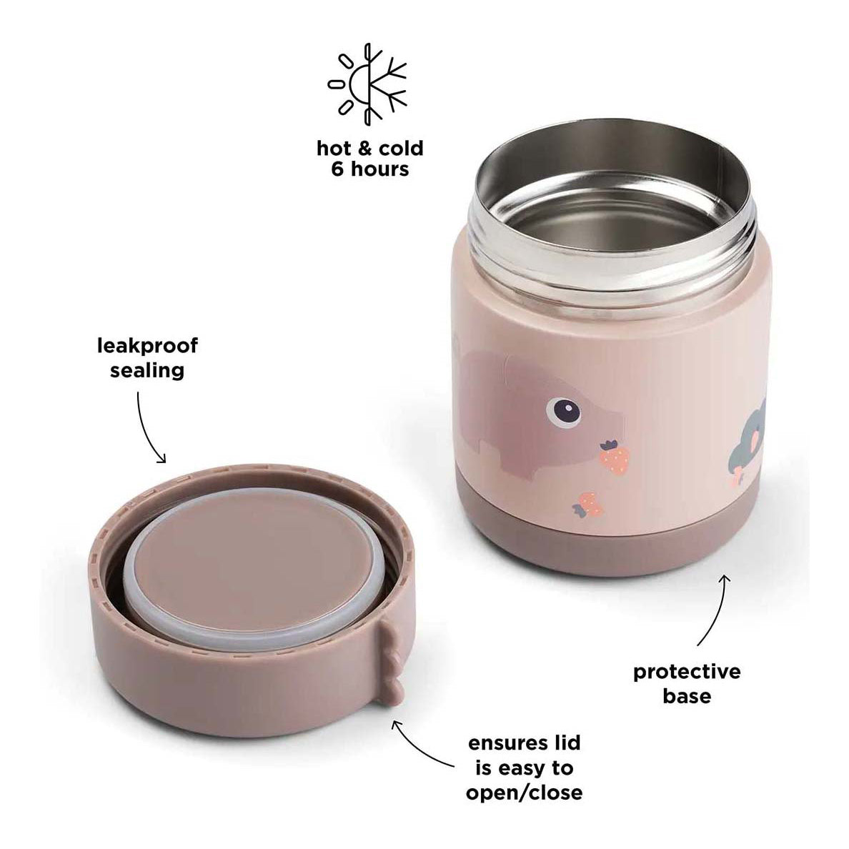 Done by deer insulated food container tiny farm - pink