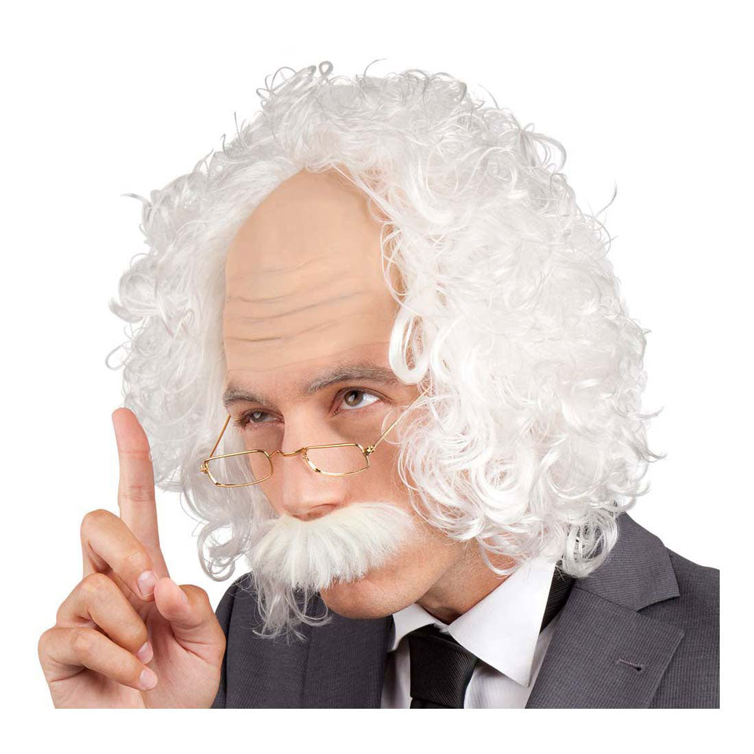 Peruca Boland Einstein com bigode e óculos