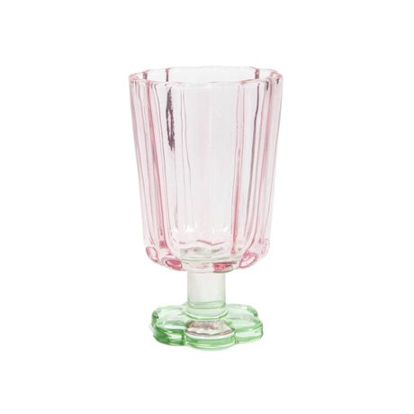 Drinkglas bloemvorm roze groen doos a 6 stuks ø7,9x13,4cm