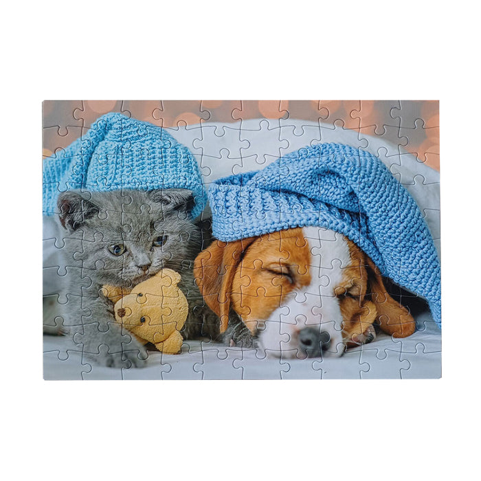 TAKTIK Jigsaw Puzzle Cute Kitten og Sleepy Dog, 100 ..