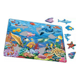 Larsen coral reef – puzzle – animals – ocean – educational jigsaw puzzle for children – 35 pieces – made in Norway – extra thick 2.5 mm pieces – tray with fixed edge