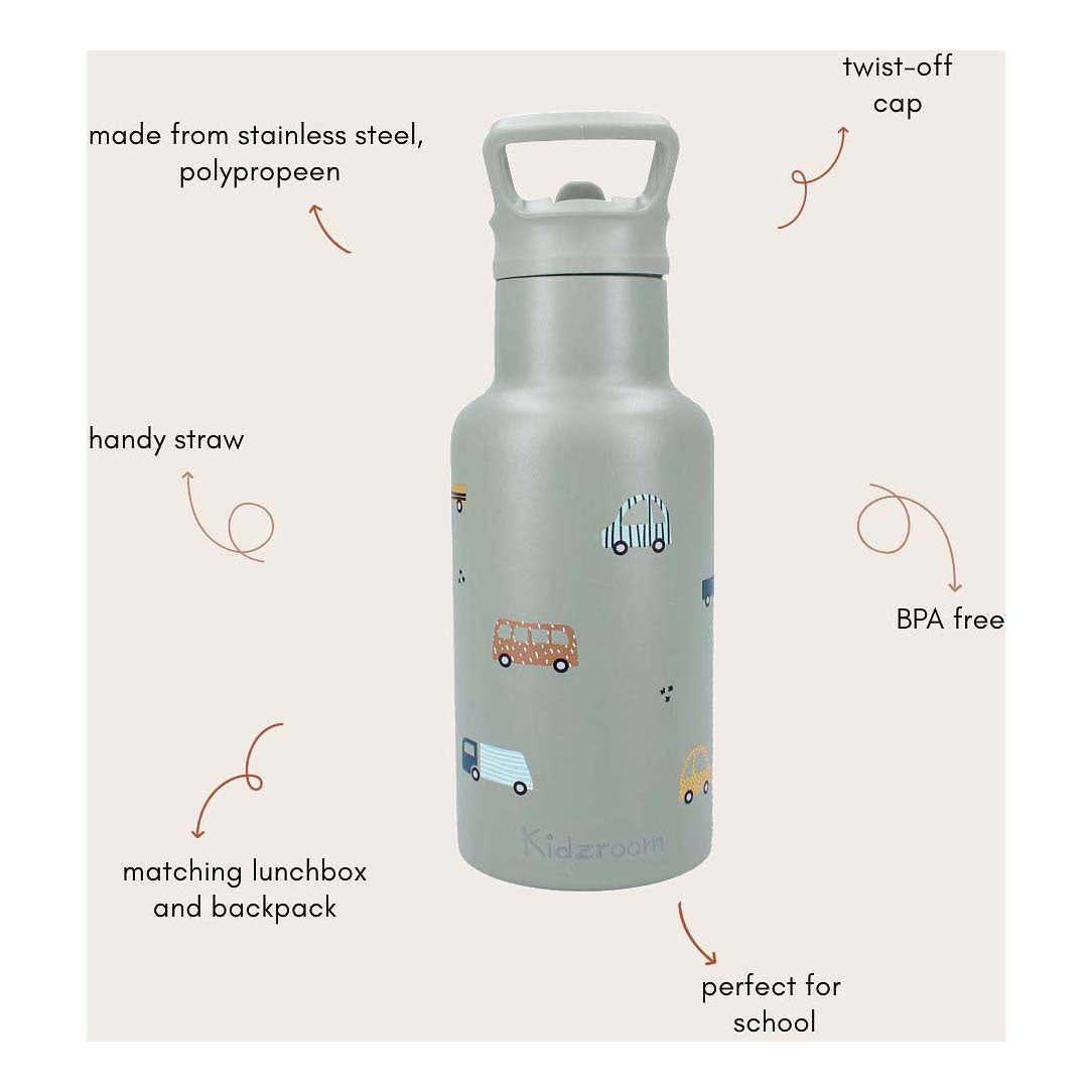 Kidzroom drinking bottle sweet sips vehicles, 350ml