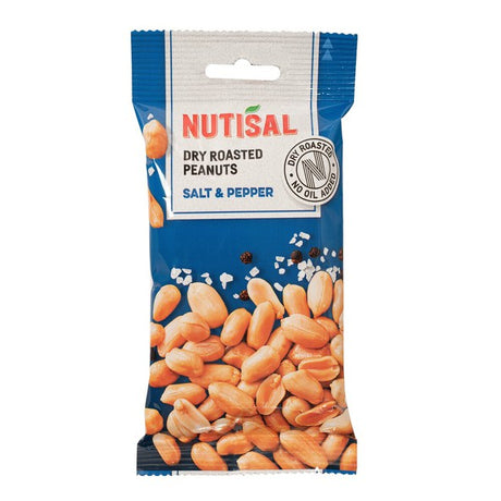 Nutisal peanuts dry roasted salt pepper pouch (14x 60g)