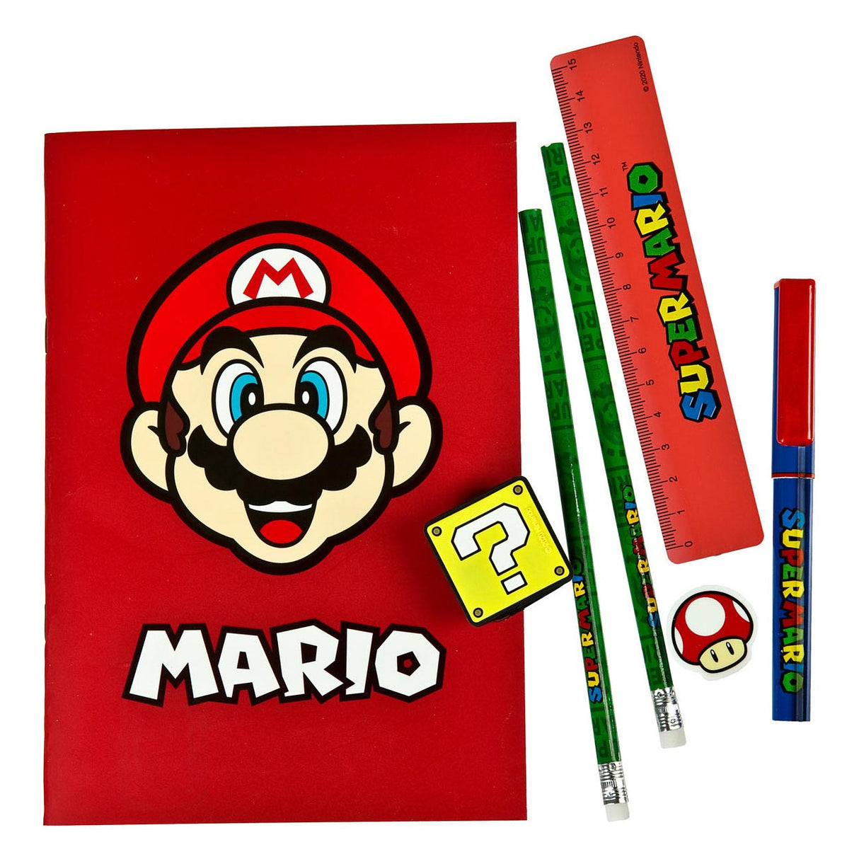 Undercover Super Mario stationery set, 7-piece.