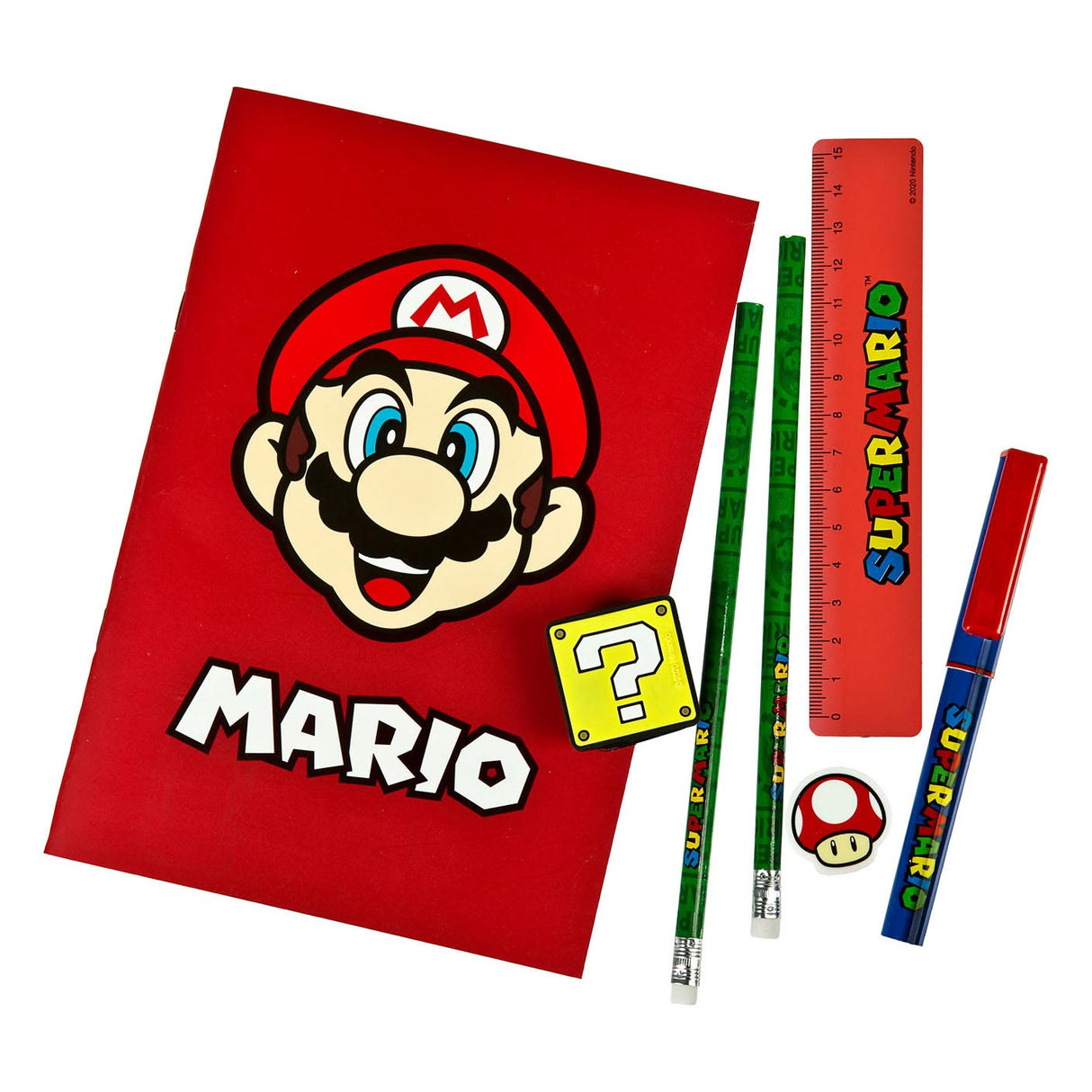 Undercover Super Mario stationery set, 7-piece.