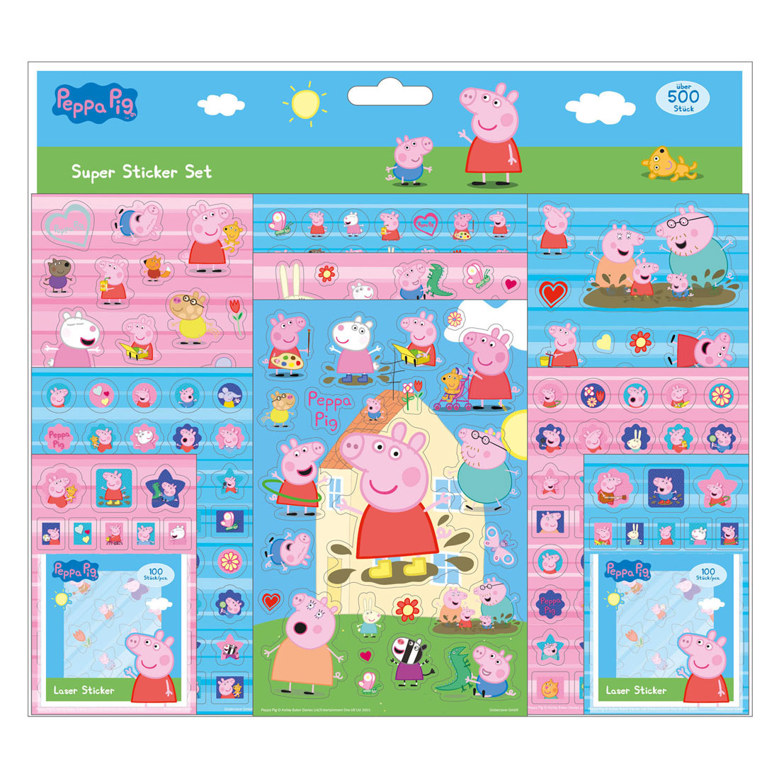 Undercover Super sticker set Peppa Pig, 500dlg.