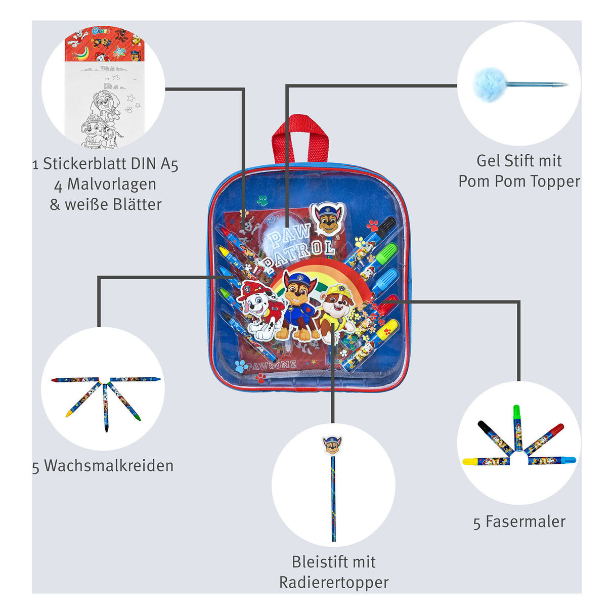 Undercover coloring set paw patrol in backpack