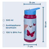 Mariposas de botella de beber aerodinámicas encubiertas, 500 ml