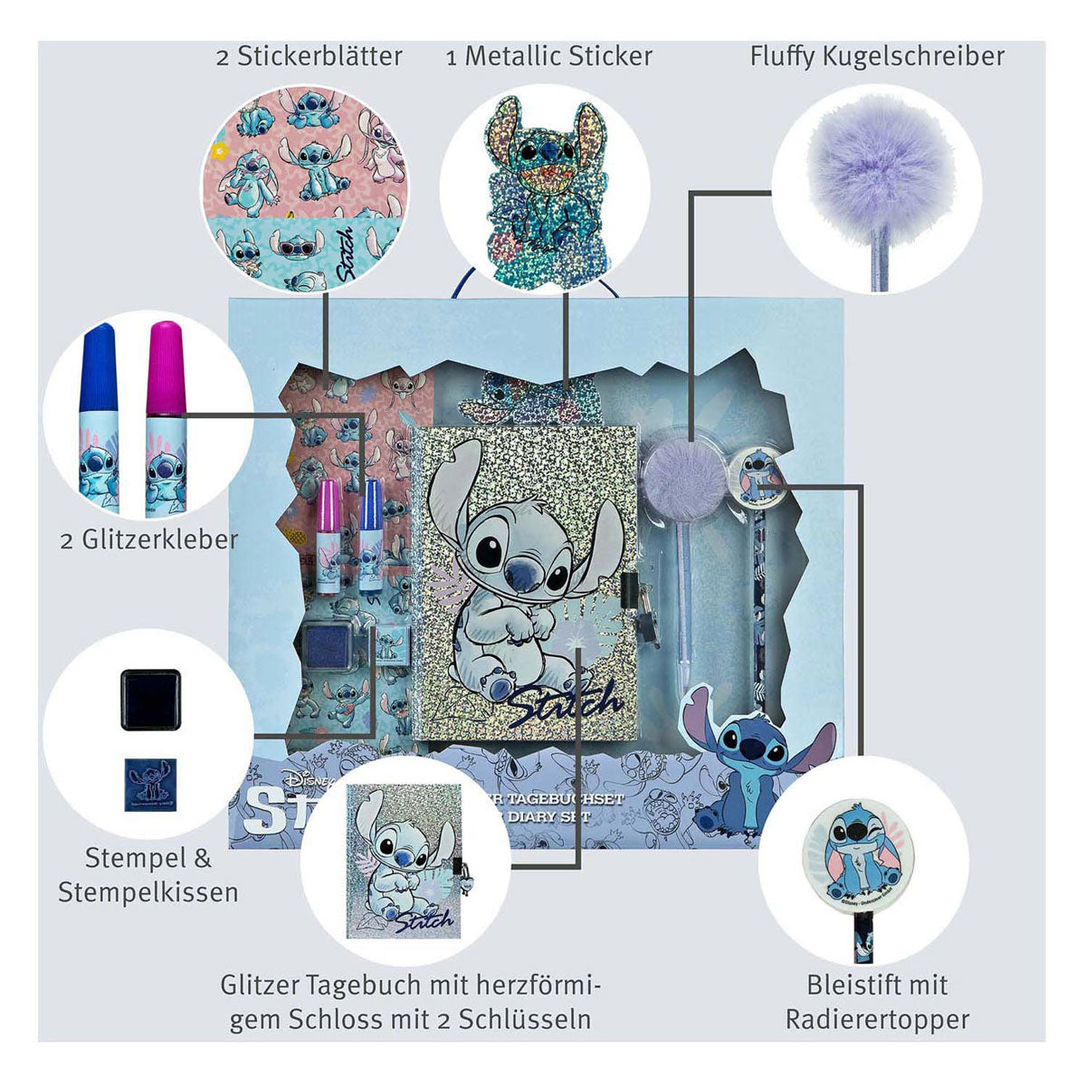 Undercover Stitch Glitter Tagebuch Set