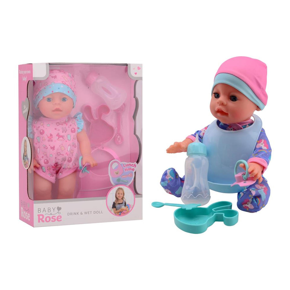 D'ardaigh leanbh bréagán Johntoy john ag ól agus ag peeing doll 30cm, 2 assorted