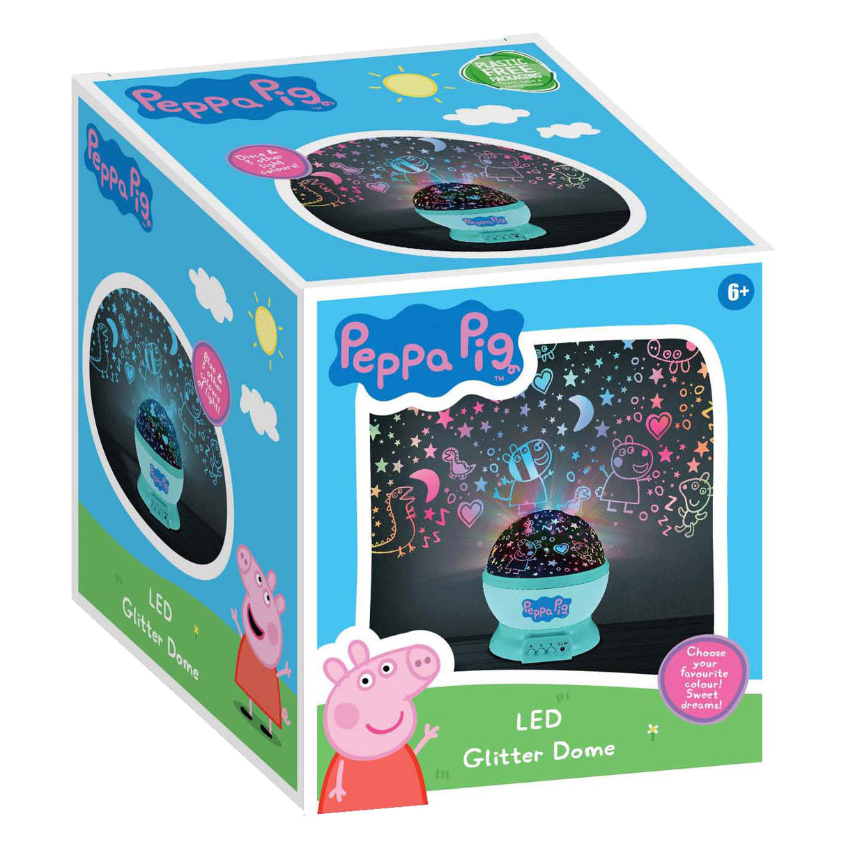 Peppa gris led lampe glitter kuppel