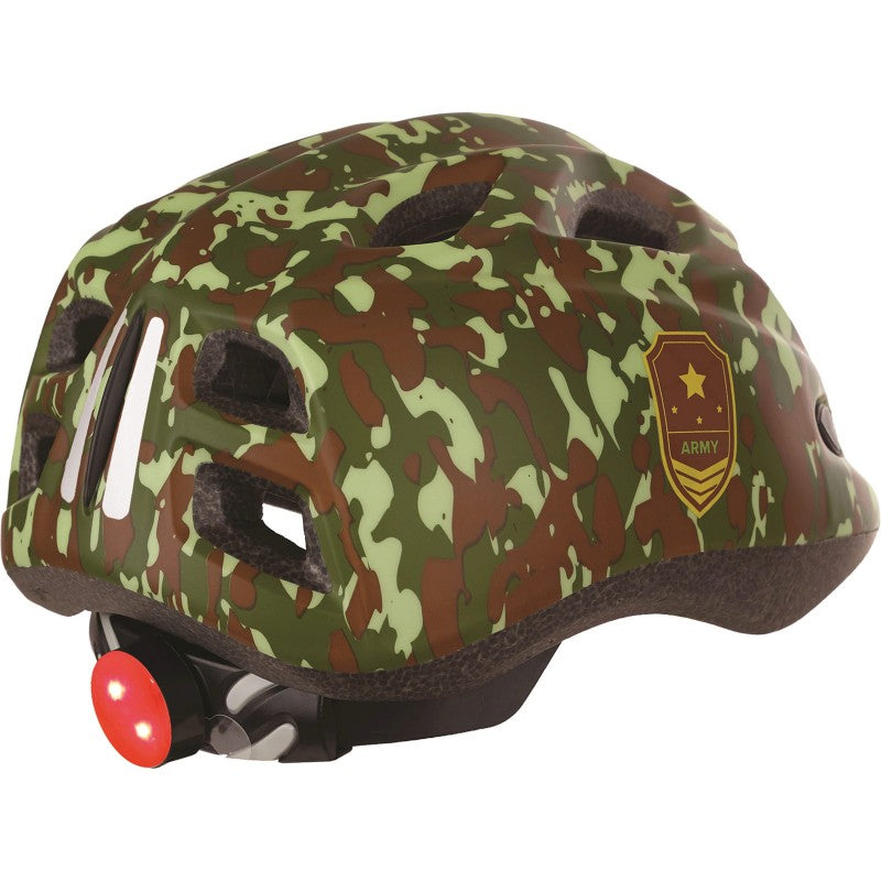 Polisport Junigoud Bicycle Helmet S 52-56cm Army med LED-lys