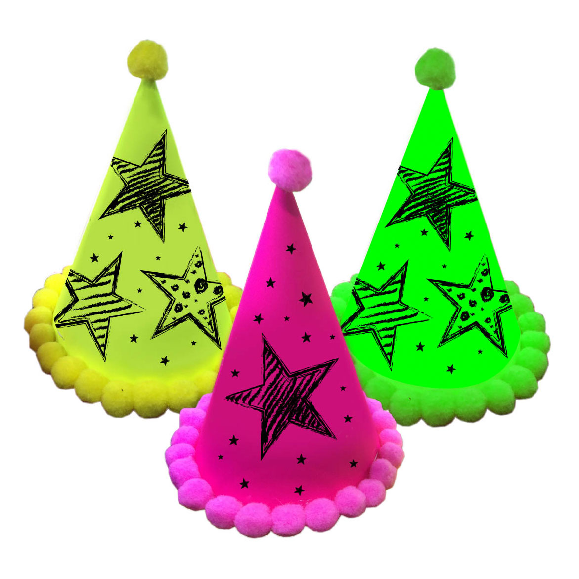 FOLAT BV NEON Party Party Hats, 3e.