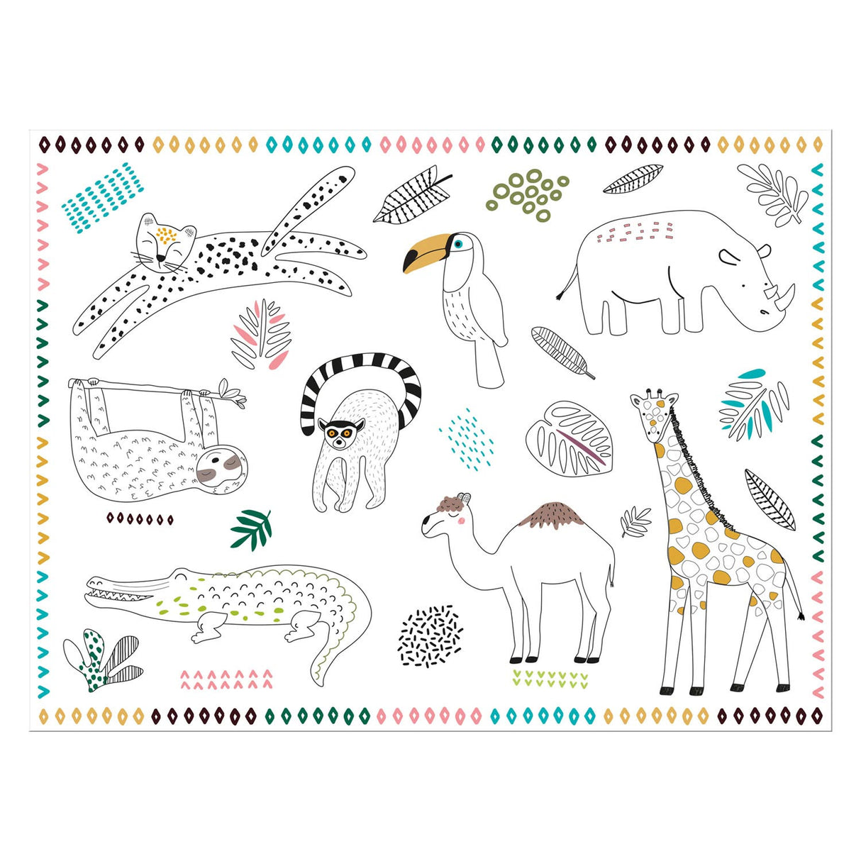 Folat Ltd. colourable placemats wild animals 6pcs.