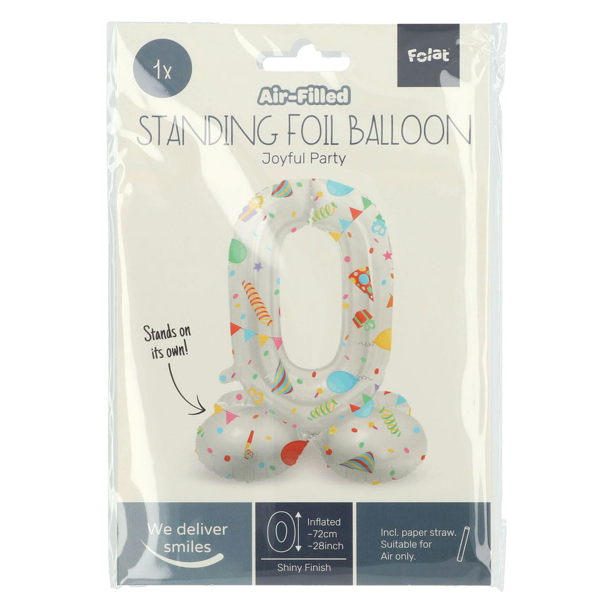 Stående folie ballong glädje parti nummer 0 -72 cm