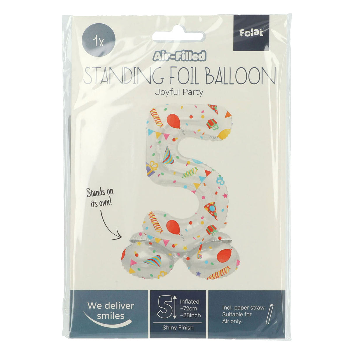 Standing foil balloon Joyful Party number 5 -72cm