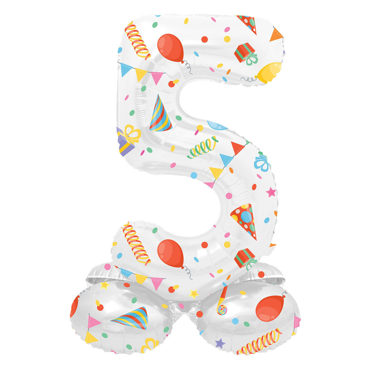 Stående folieballon Joyful Party nummer 5 -72 cm