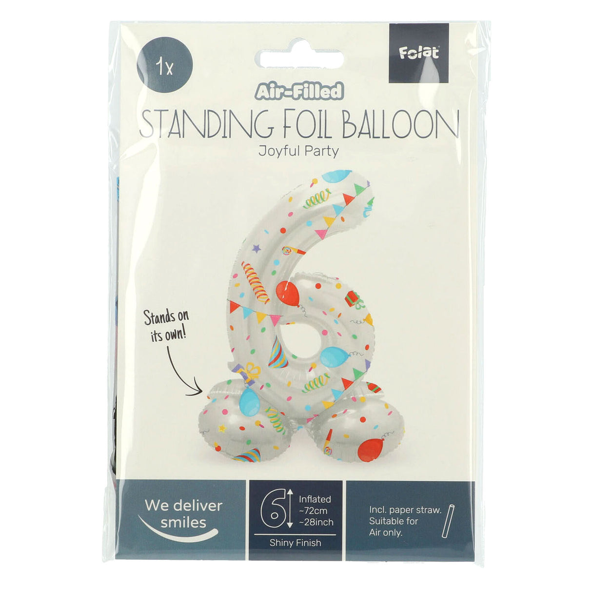 Stående folie Balloon Joyful Party nummer 6 -72 cm