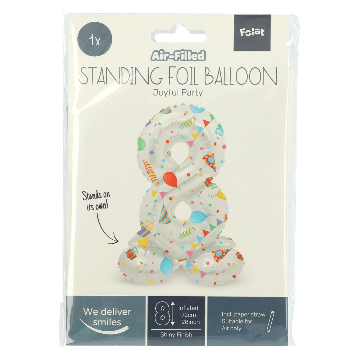 Stående folie ballong glädje parti nummer 8 -72 cm