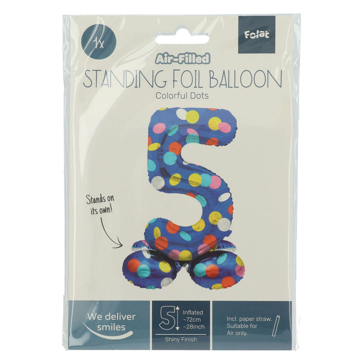 Stående folieballon Farverige prikker Figur 5 - 72 cm