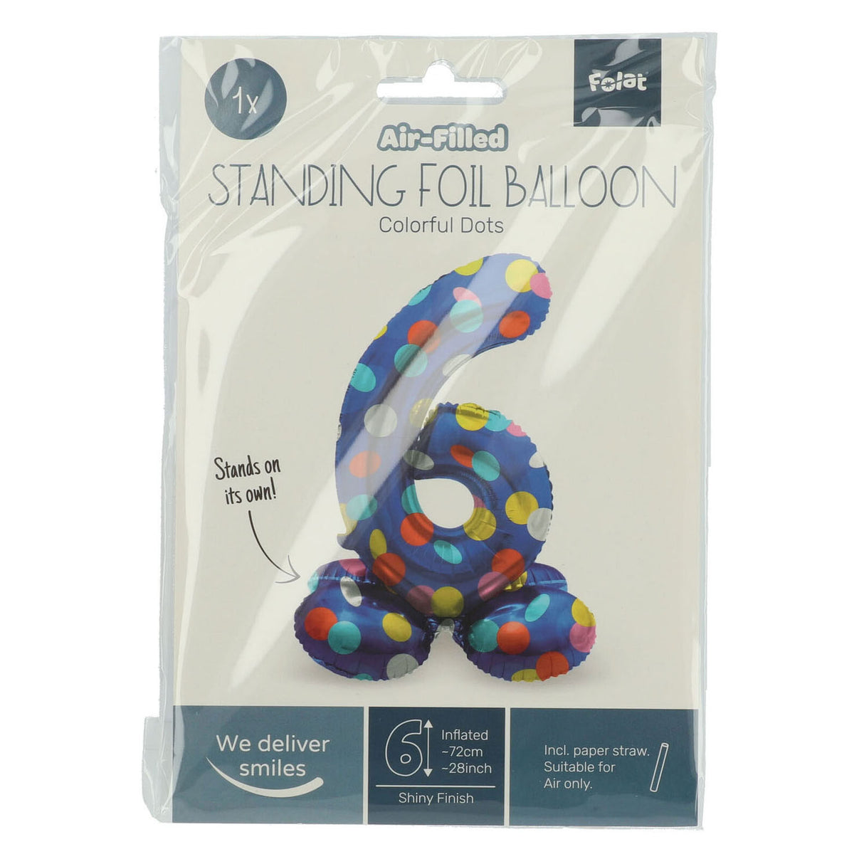 Standing foil balloon colorful dots figure 6 - 72cm