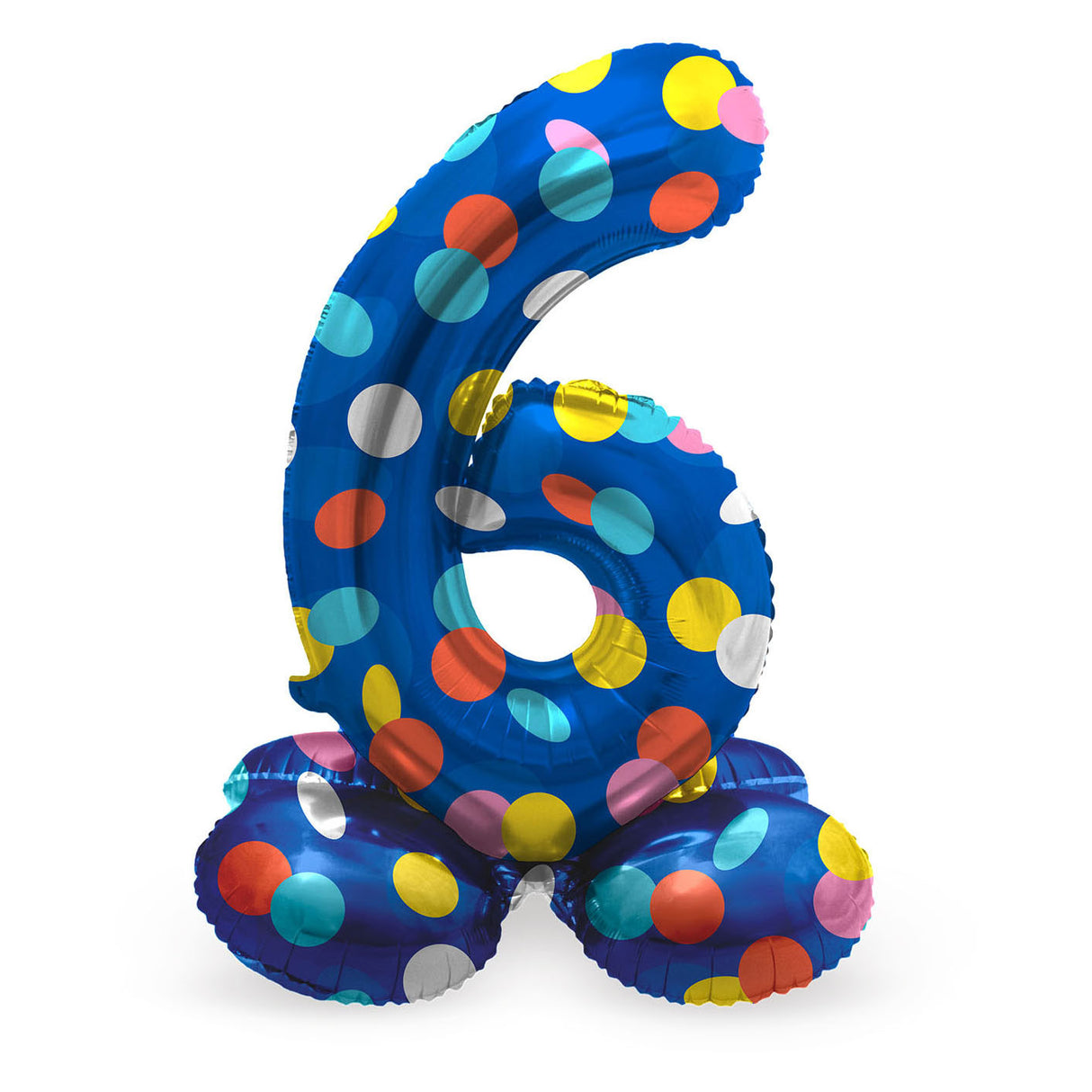 Standing foil balloon colorful dots figure 6 - 72cm