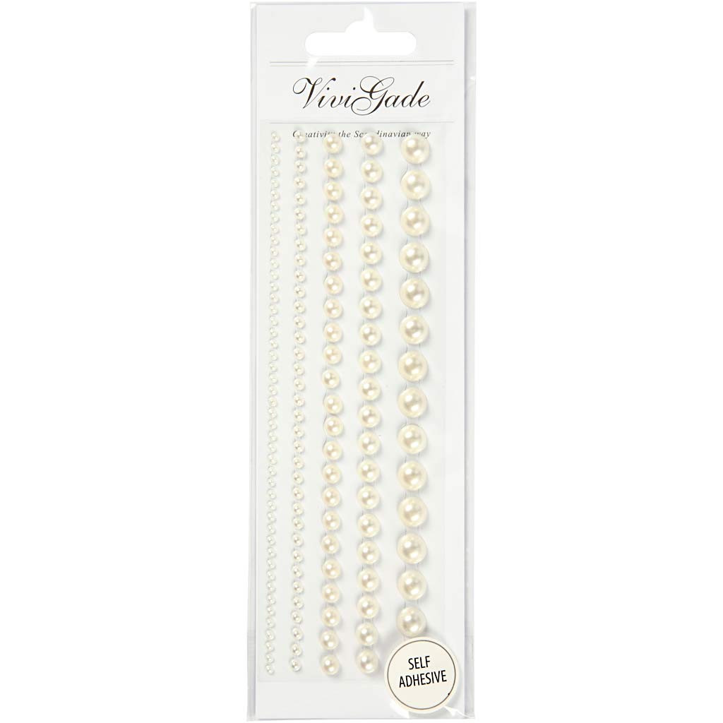 Creativ Company half-pearls white 2-8mm, 140pcs.