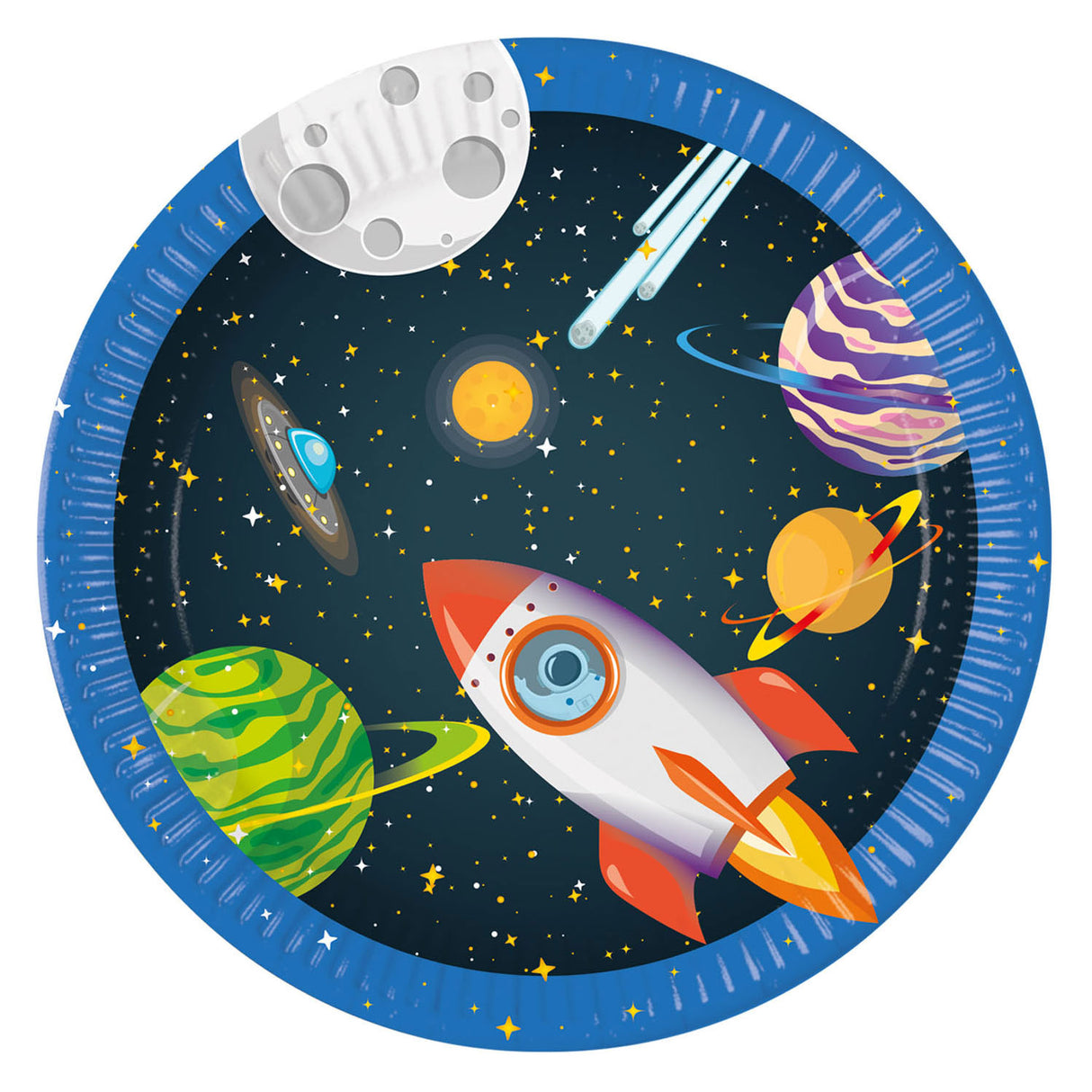 Globos paper plates FSC rocket space, 8pcs.