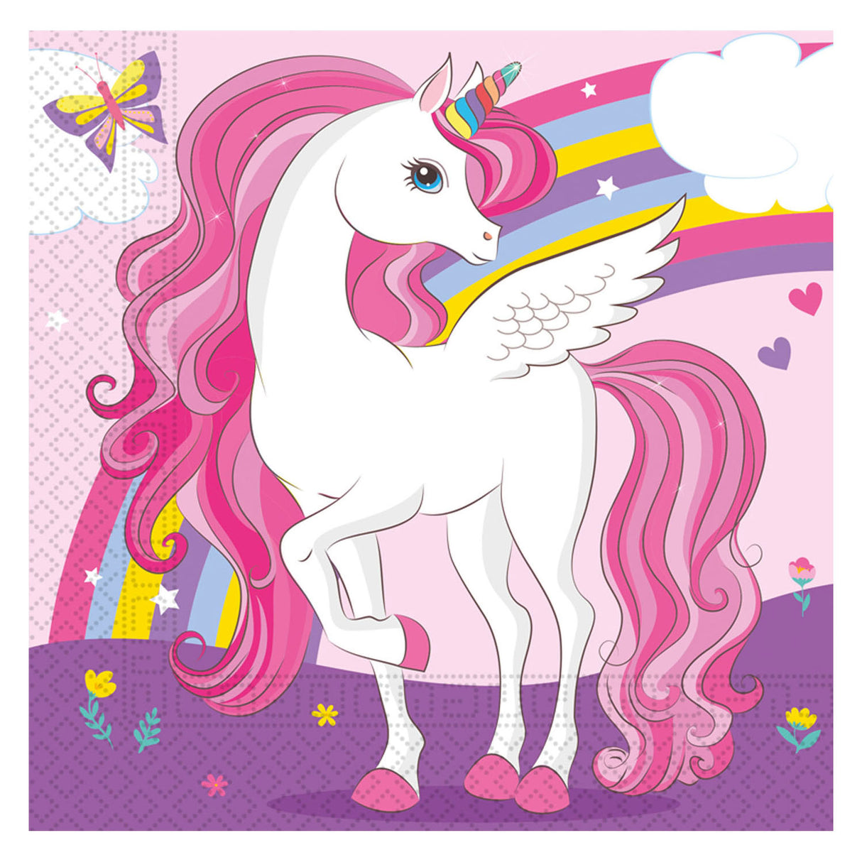 Globos paper napkins FSCH unicorn rainbow colors, 20st.