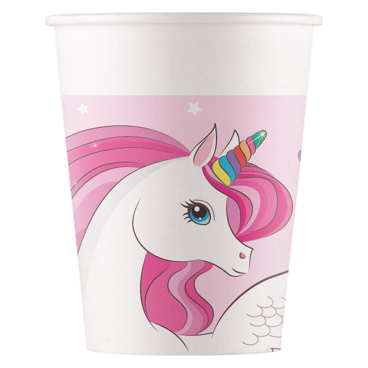 Globos paper cups FSC unicorn rainbow colours, 8 pcs.