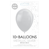 Globos Balloons Metallic Silver 30cm, 10st.