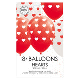 Balloons Hearts Red White 30cm, 8st.