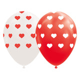 Balloons Hearts Red White 30cm, 8.