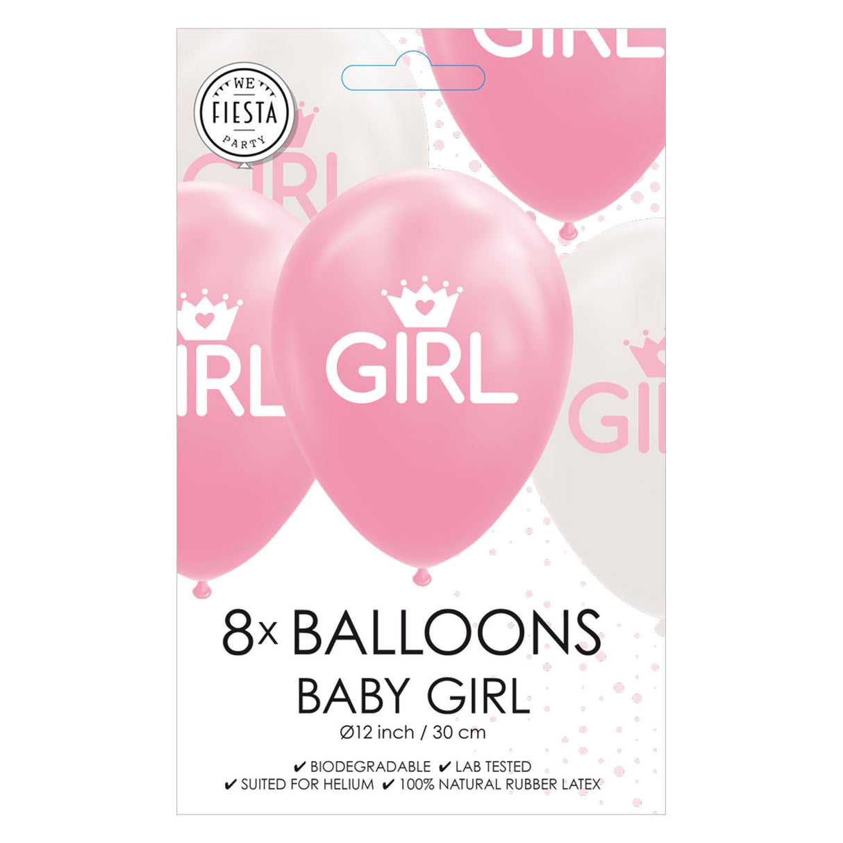 Balloons daughter baby pink white 30 cm, 8st.