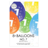 Balloons 2-sided printed number 7, 8st.