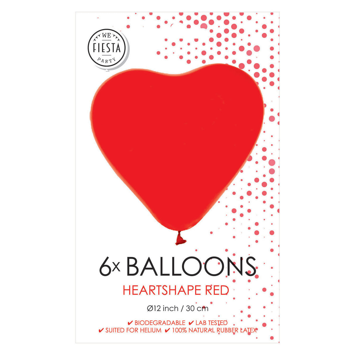 Globos heart balloons red 30cm, 6 pcs.