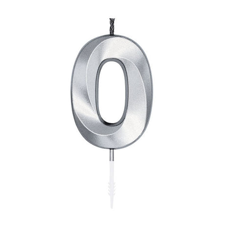 Globos cake candle 6cm metallic silver no.0