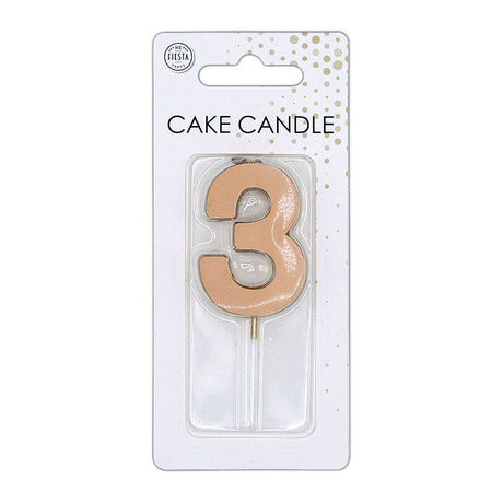 Globos cake candle 4.5cm metallic rose gold no. 3