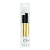 Globos cake candles 9.5cm with holders black gold - 12 pcs.