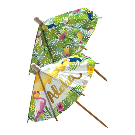 Paper cocktail parasol picks xl aloha - 18cm