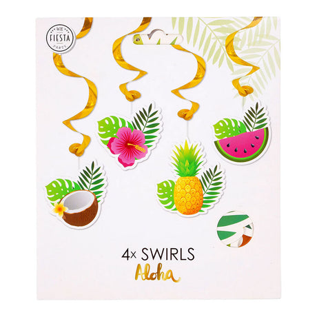 Globos hanging decoration swirls aloha - 4pcs.