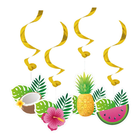 Globos hanging decoration swirls aloha - 4pcs.