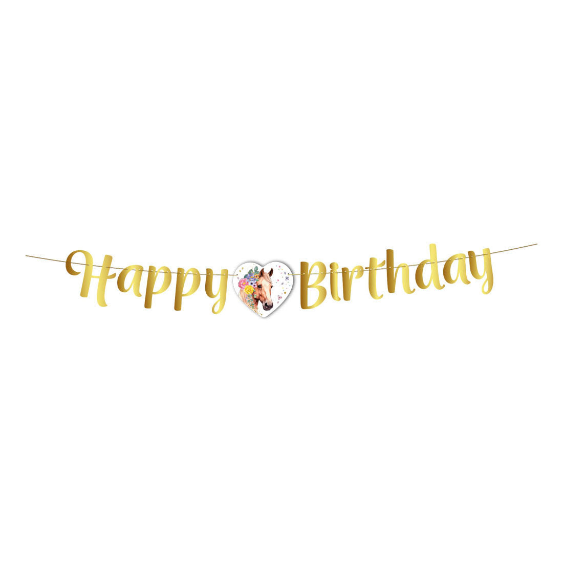 Globos flag line happy birthday horses - 2m