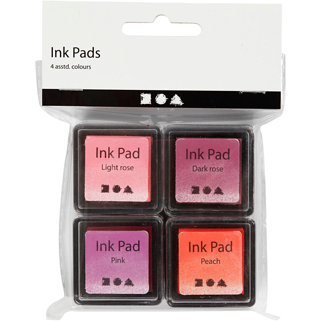 Creativ Firma Stempel Tënt, Peach, Rosa, hellrosa, donkelrosa, h: 2 cm, Gréisst 3,5x3,5 cm, 4 Stéck 1 Këscht