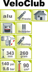 Icetoolz 140psi High Pressure Mini Pump med meter - Veloclub A351