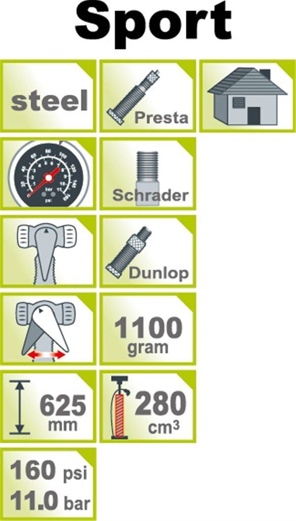 IceToolz 240A451 Wysokie ciśnienie pompowa stal pompowa z miernikiem 160ssi żółty