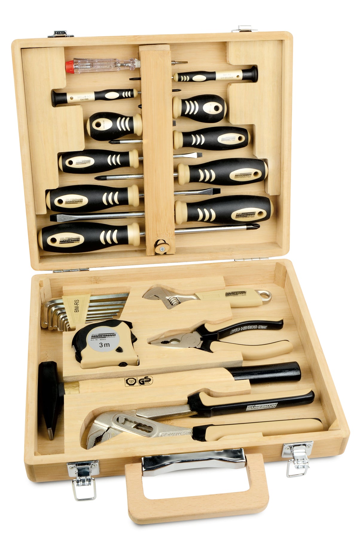 Brüder Mannesmann Toolset in Bambuskoffer (Hobby) - 29001