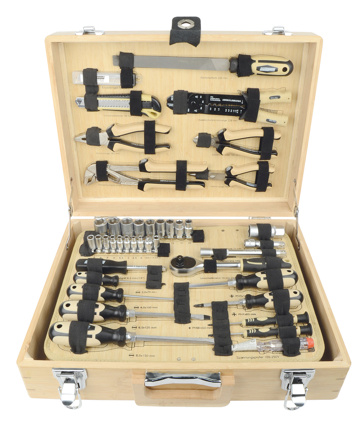 Brüder Mannesmann Toolset Bambuskoffer 108 Stéck - 29002